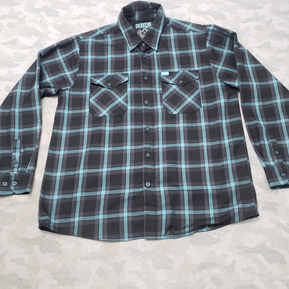 Dixxon Flannel Shirt Mens 2XL Black Union Plaid D-Tech Long Sleeve Button Biker